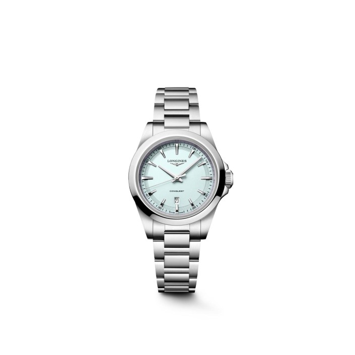 Longines Conquest montre femme suisse cadran bleu menthe