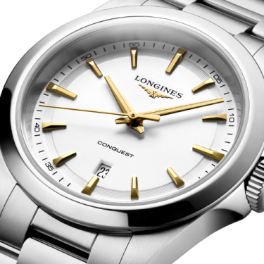 Longines Conquest Quartz Watch 30 mm White Sandblasted Dial Stainless Steel