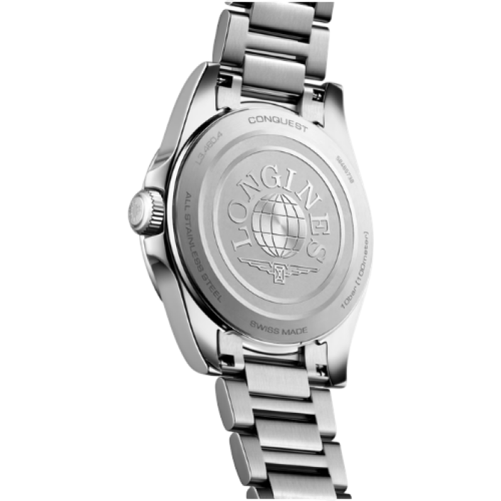 Longines Conquest Quartz Watch 34 mm Lavender Mauve Dial Stainless Steel