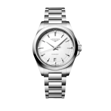 Longines Conquest Quartz Watch 38 mm White Sandblasted Dial Stainless Steel