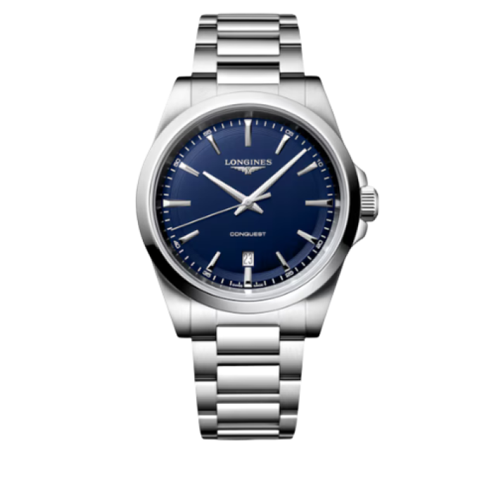 Longines Conquest montre quartz 41 mm avec cadran bleu sablé