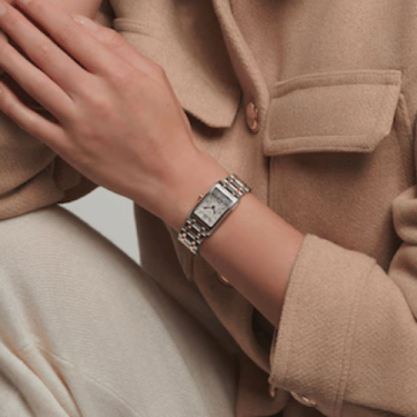 Longines DolceVita 20.8x32mm Rectangular Silver Flinqué Quartz Watch with Rose Gold Accents
