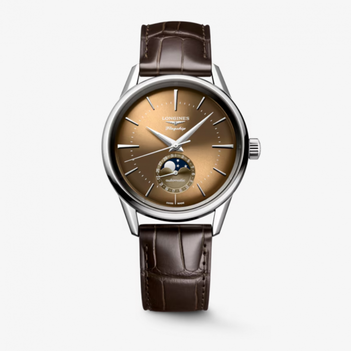 Reloj Flagship Heritage Moonphase 38.5 mm con medallón de oro Longines