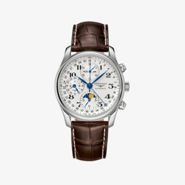 Reloj acero-piel & esfera blanca fase lunar-calendario anual Master Collection Longines