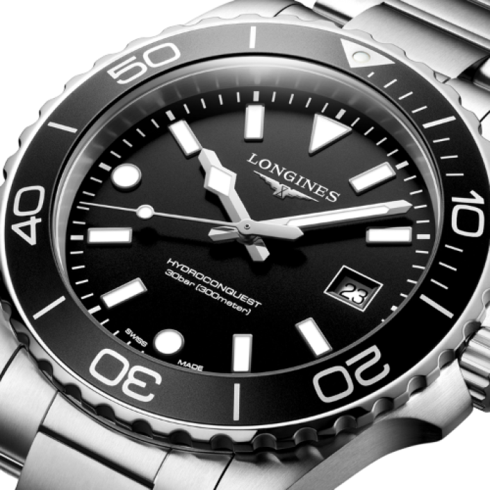 Longines HydroConquest 42 mm Quartz with Black Dial and Stainless Steel Bracelet