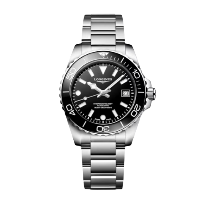 Longines HydroConquest Automatic Steel and Ceramic Watch Black Dial 39mm