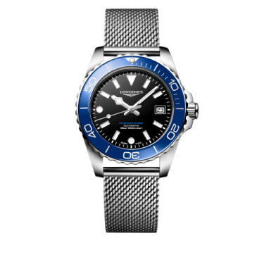 Longines HydroConquest Automatic 39 mm con Esfera Negra Lacada y Brazalete de Acero Inoxidable