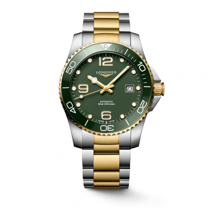 Longines HydroConquest Automatic Watch with Matte Green Dial and Ceramic Bezel