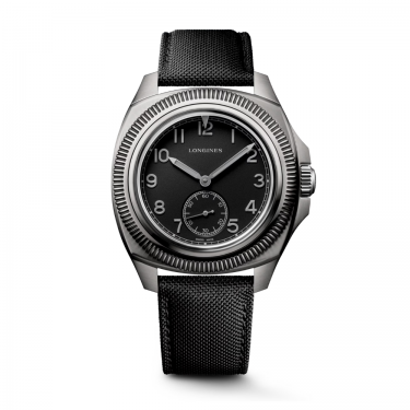 Steel watch and black dial Pilot Majetek Longines