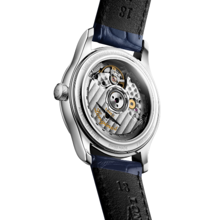 Longines Master Collection Automatic 34 mm Mother-of-Pearl Diamond Dial Blue Alligator Strap