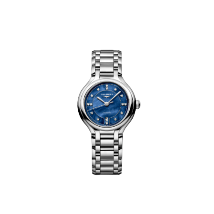 Longines PrimaLuna 30mm Automatic Blue Mother-of-Pearl Diamond Watch