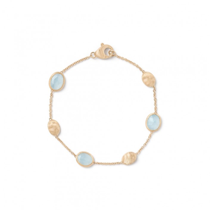 18K Yellow Gold Bracelet with Aquamarine | Hand-Engraved Bulino Technique | Marco Bicego BB1874 AQ01 Y 02