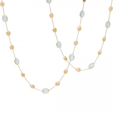 18K Yellow Gold Necklace with Aquamarine | Hand-Engraved Bulino Technique | Marco Bicego CB1624 AQ01 Y 02