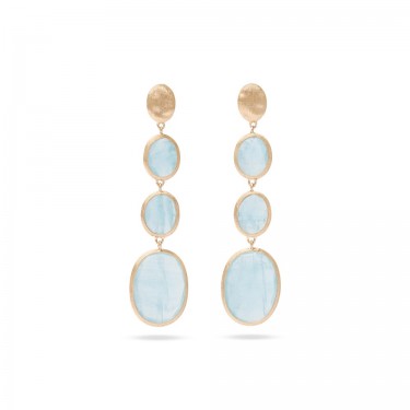 18K Yellow Gold Earrings with Aquamarine | Hand-Engraved Bulino Technique | Marco Bicego OB1477 AQ01 Y 02