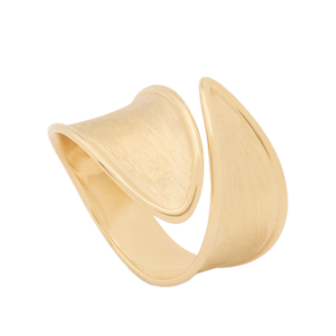 Anell ample d’or groc de 18 qt amb acabat gravat — LUNARIA TWIST