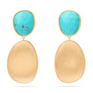 Marco Bicego Lunaria Color, arracades de turquesa en or groc 18K