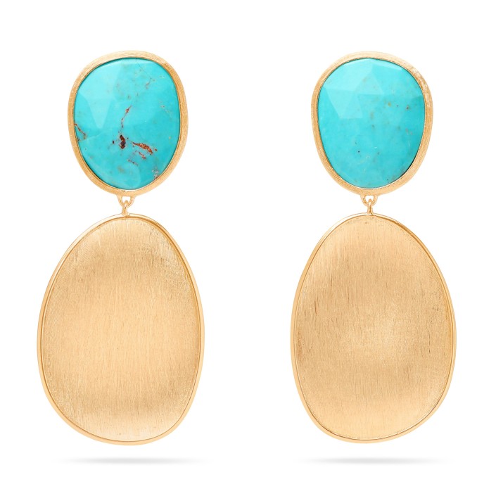 Marco Bicego Lunaria Color, arracades de turquesa en or groc 18K