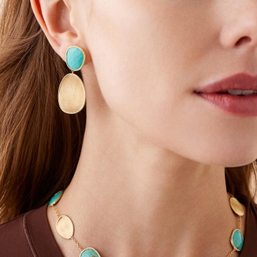 Marco Bicego Lunaria Color, arracades de turquesa en or groc 18K