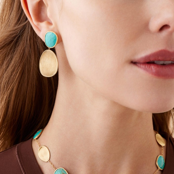 Marco Bicego Lunaria Color, arracades de turquesa en or groc 18K