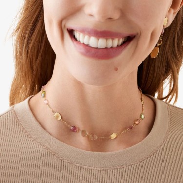 Lunaria Color necklace in yellow gold with tourmalines by Marco Bicego