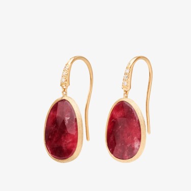 Boucles d’oreilles Lunaria en or jaune avec thulite et diamants de Marco Bicego