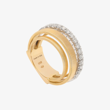 Masai ring with spiral coils and pavé diamond band Marco Bicego