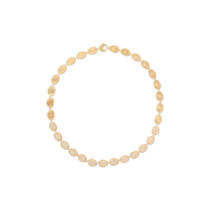 Marco Bicego Lunaria Alta Necklace — 18 kt Yellow Gold & Diamond Pavé