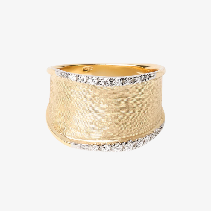 Anillo Lunaria con diamantes y pavé lateral en oro amarillo de Marco Bicego