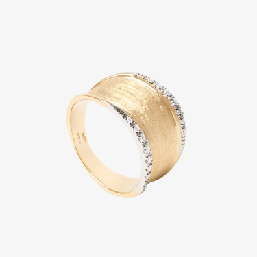 Anillo Lunaria con diamantes y pavé lateral en oro amarillo Marco Bicego