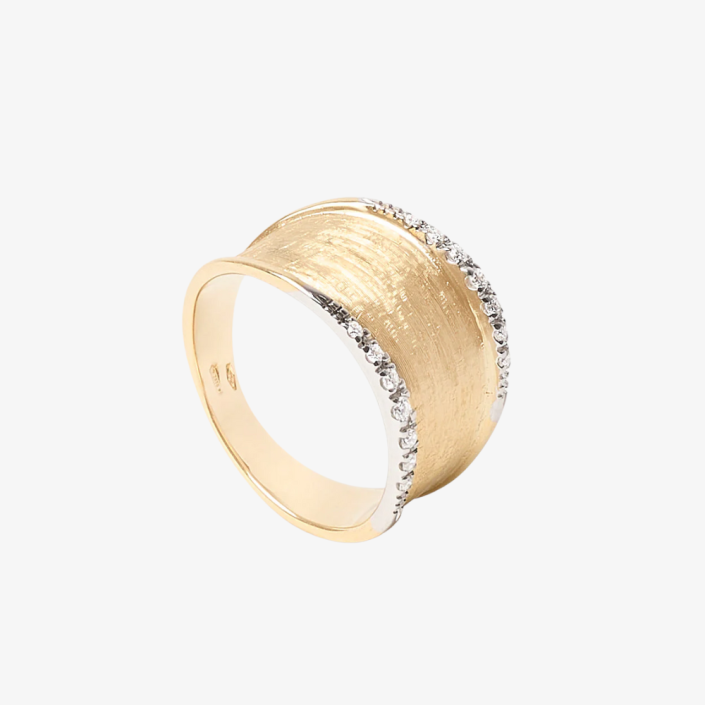 Anillo Lunaria con diamantes y pavé lateral en oro amarillo de Marco Bicego Anillo Lunaria con diamantes y pavé lateral en oro amarillo de Marco Bicego