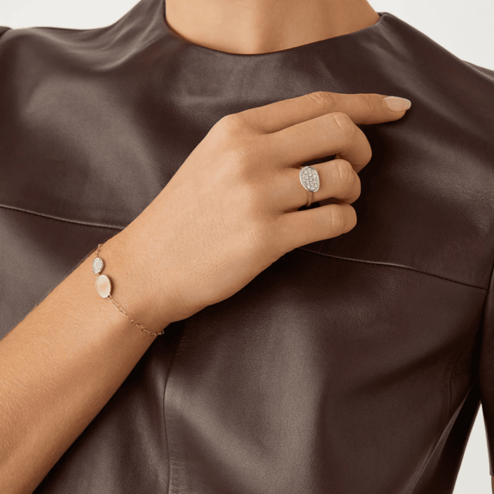 Lunaria bracelet with gold leaves and diamond pavé details Marco Bicego