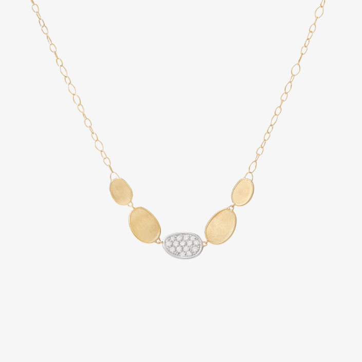 Collier Lunaria avec chaîne réglable et feuille pavée de diamants Marco Bicego