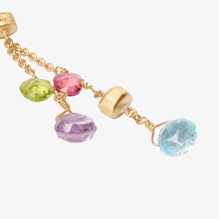 Paradise earrings in yellow gold with faceted heart-cut gemstones Marco Bicego