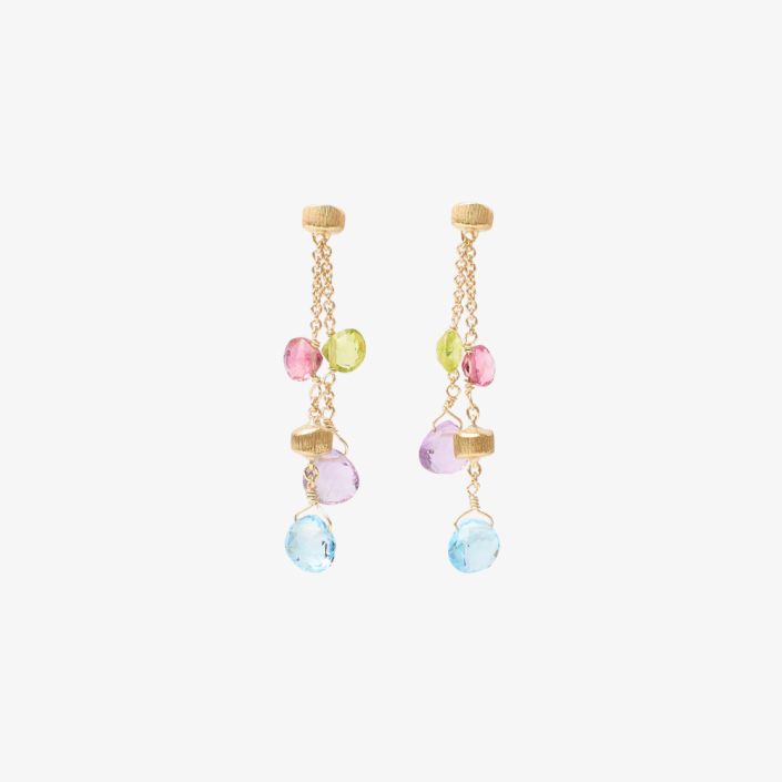 Paradise earrings in yellow gold with faceted heart-cut gemstones Marco Bicego