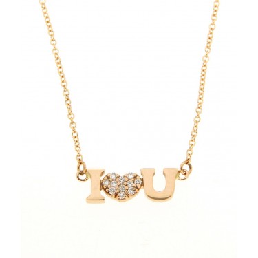 N1470 ROSE GOLD & DIAMONDS NECKLACE I❤U SUISSA JOIERS