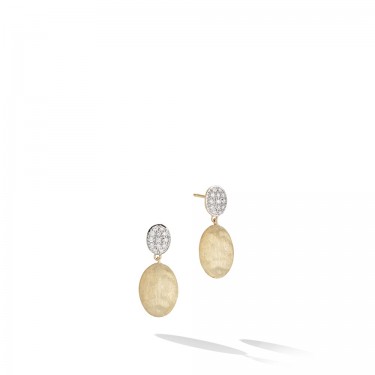 Boucles d'oreilles moyennes en or jaune 18 kt & diamants avec éléments ovales Siviglia Marco Bicego