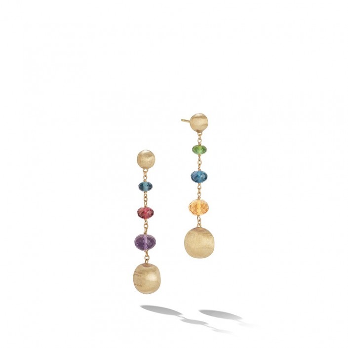 18 KT YELLOW GOLD EARRINGS & NATURAL STONES AFRICA MARCO BICEGO OB1625 MIX02 Y