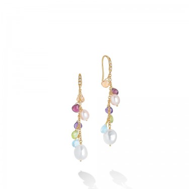 18 KT YELLOW GOLD EARRINGS & NATURAL STONES PARADISE PEARL MARCO BICEGO OB1777