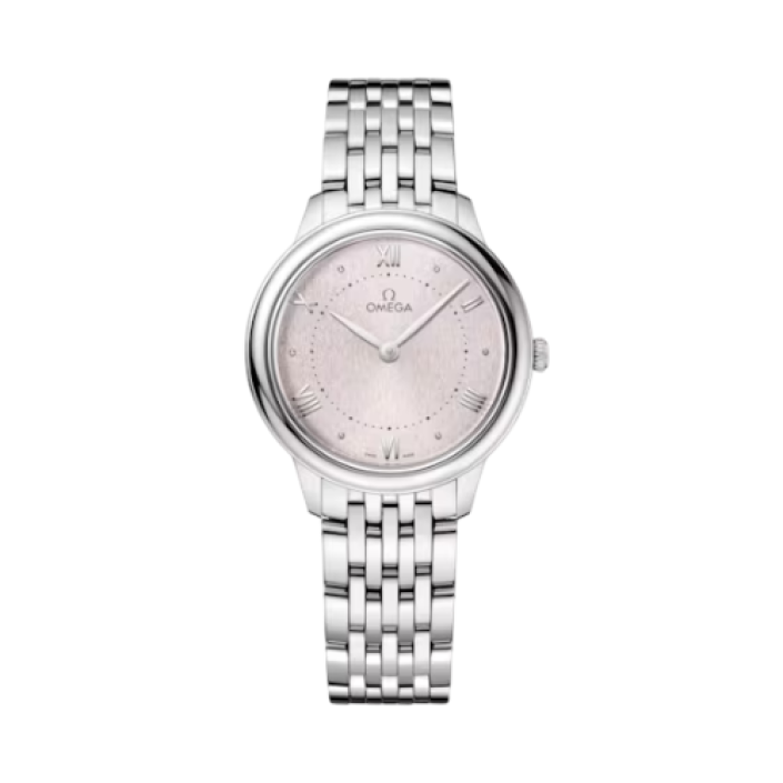 OMEGA De Ville Prestige 30 mm Quartz Watch with Silver Pink Dial
