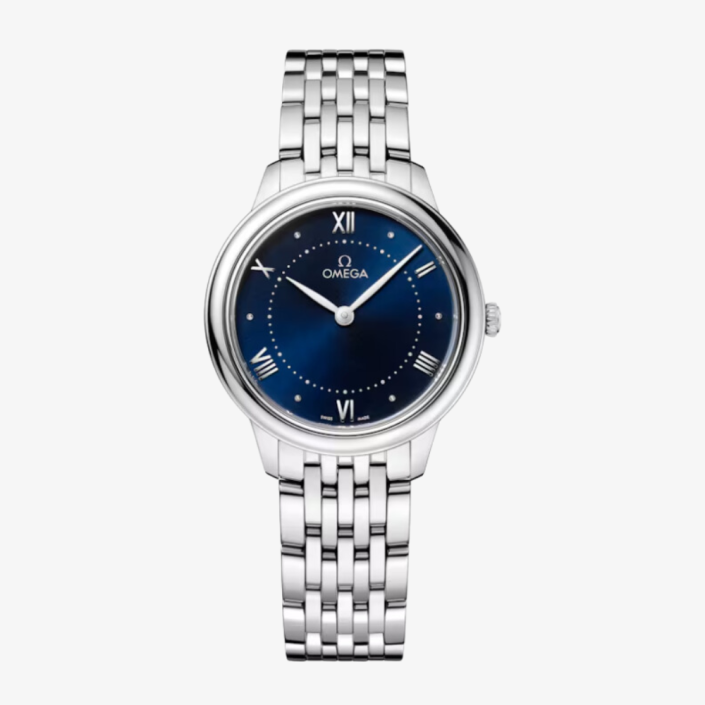 De Ville Prestige Watch 30 mm in Stainless Steel with PVD Blue Dial Omega