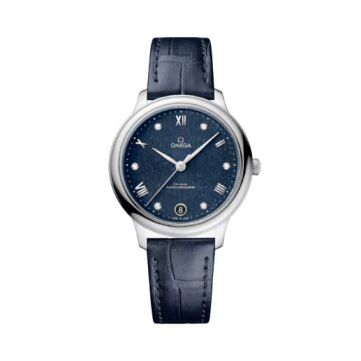 OMEGA De Ville Prestige 34mm Blue Leather Strap Watch