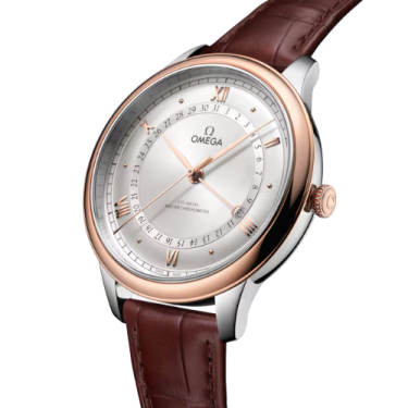 Omega De Ville Prestige 42 mm steel and Sedna gold alligator watch