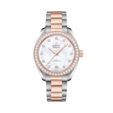 Omega Seamaster Aqua Terra 34mm Steel Sedna Gold Diamond Watch