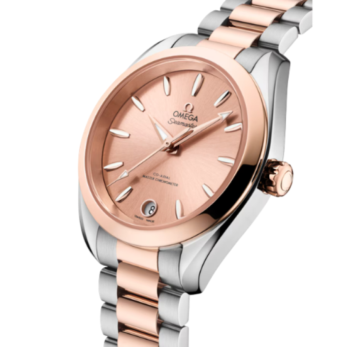 Omega Seamaster Aqua Terra Shades 34 mm en acier et or Sedna