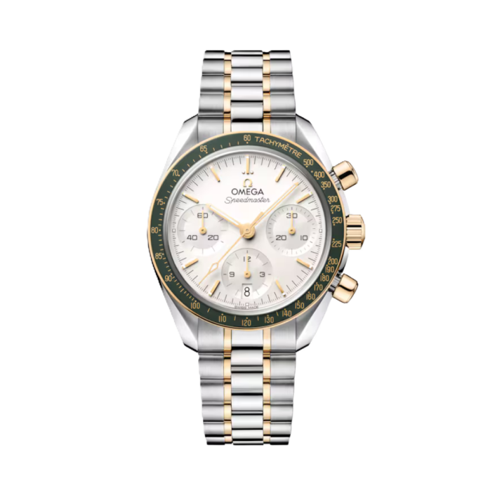 Omega Speedmaster 38 Moonshine Gold Green Bezel Chronograph