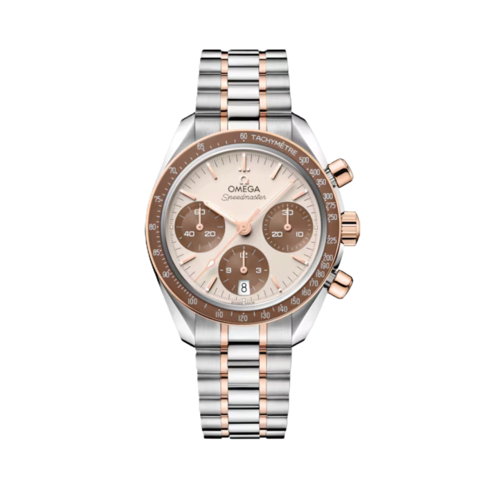 Omega Speedmaster 38 Sedna Gold Ivory Brown Chronograph