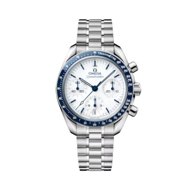 Omega Speedmaster 38 White Lacquer Blue Ceramic Chronograph