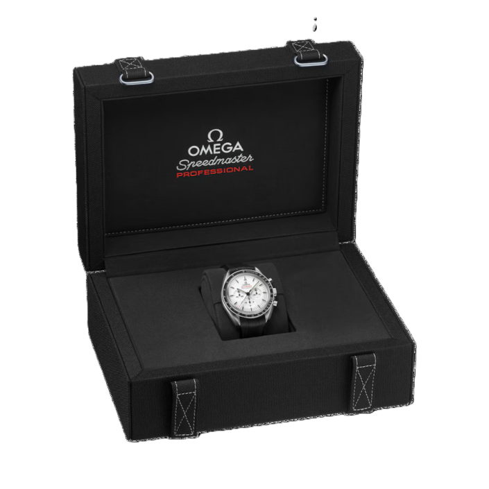 Omega Speedmaster Moonwatch Professional 42 mm avec cadran blanc, bracelet en caoutchouc