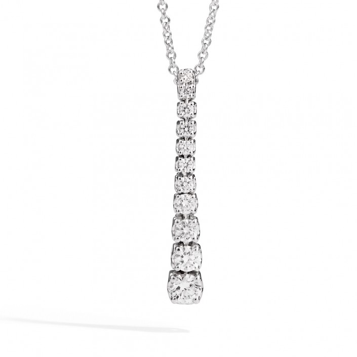 Stepped pendant in 18 kt white gold and brilliant-cut diamonds Recarlo