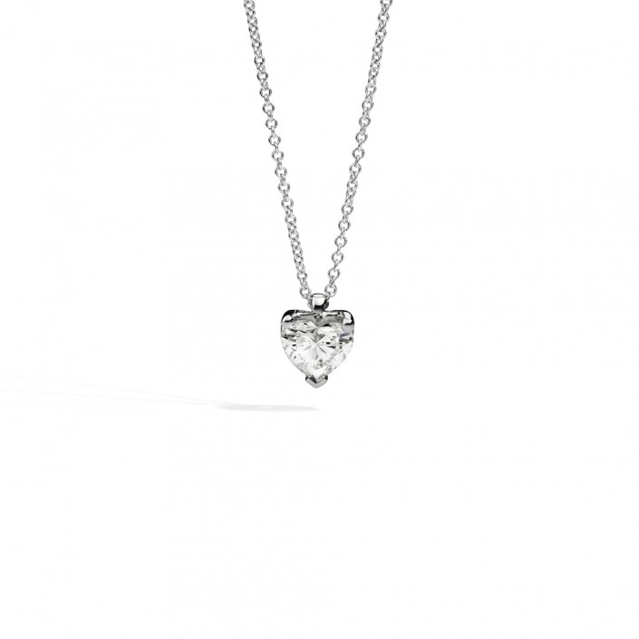 Pendentif en or blanc 18 ct avec diamant Recarlo taille brillant en forme de cœur